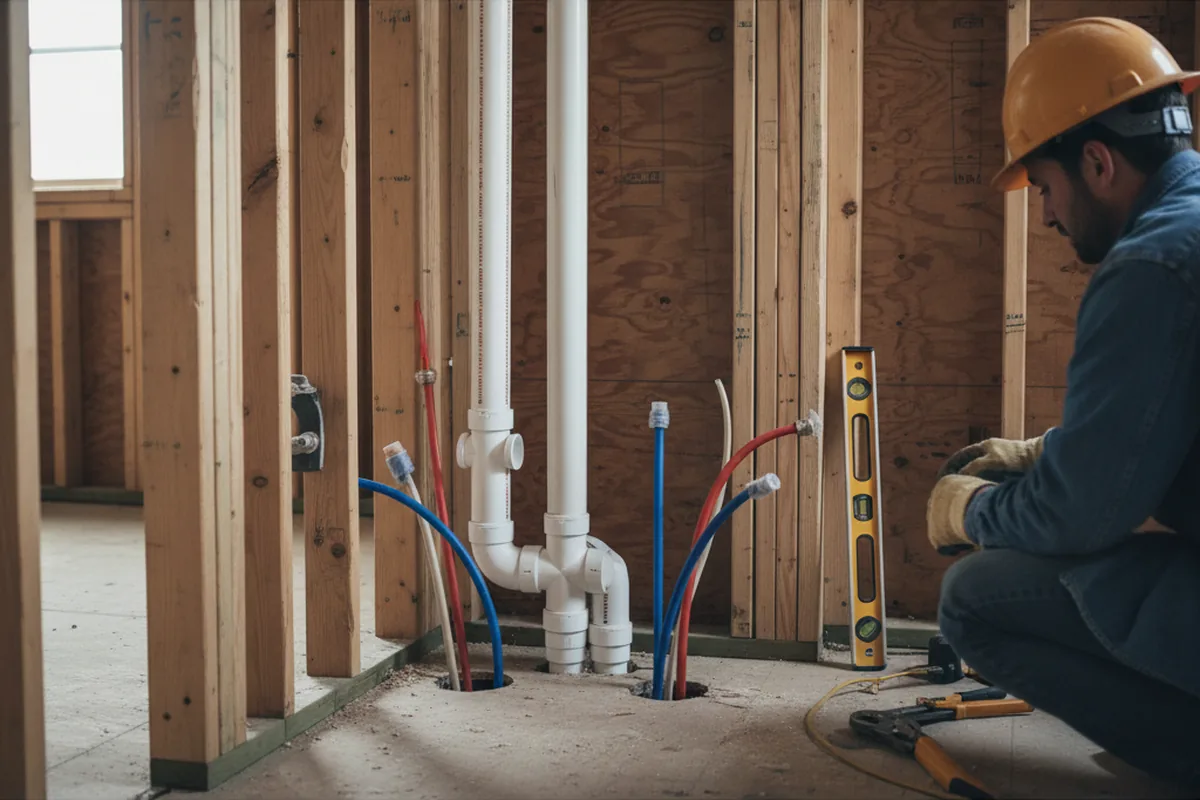 Drain and supply rough-in during Leak Detection in Smiths Creek