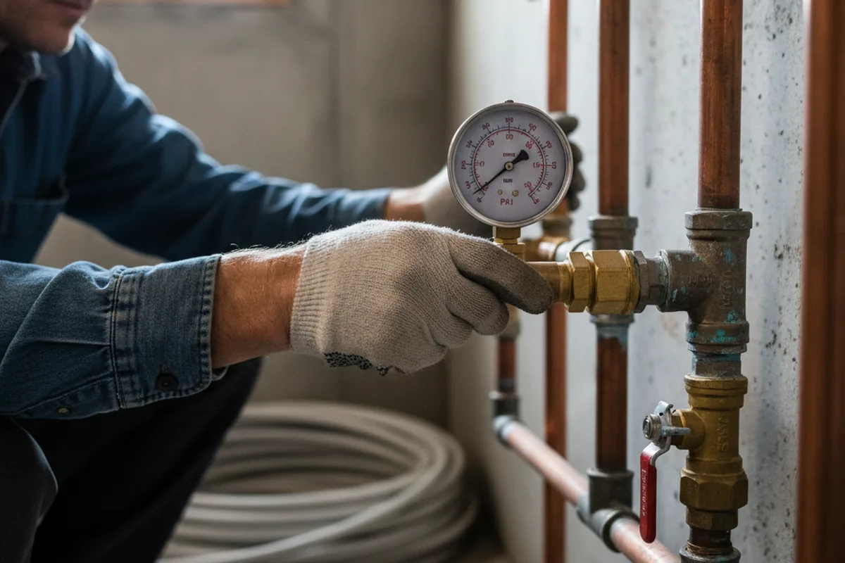 Pressure testing a repaired line during Water Line Repair in Smiths Creek